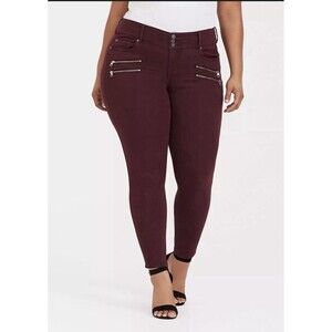Torrid Size 18S Super Stretch Burgundy Red Jegging Skinny Jeans Super Soft